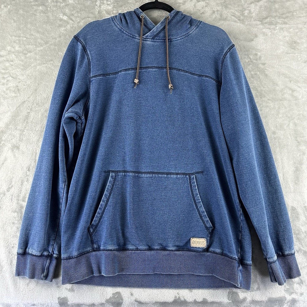 Dravus Hoodie Sweatshirt Men's XL Blue Pullover Terry Cloth Long Sleeve
